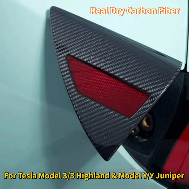 For Tesla Model 3 Y Highland Juniper 2026 Real Carbon Fiber Charging Port Panel Trim Cover Car Retrofitting Accessories Sticker