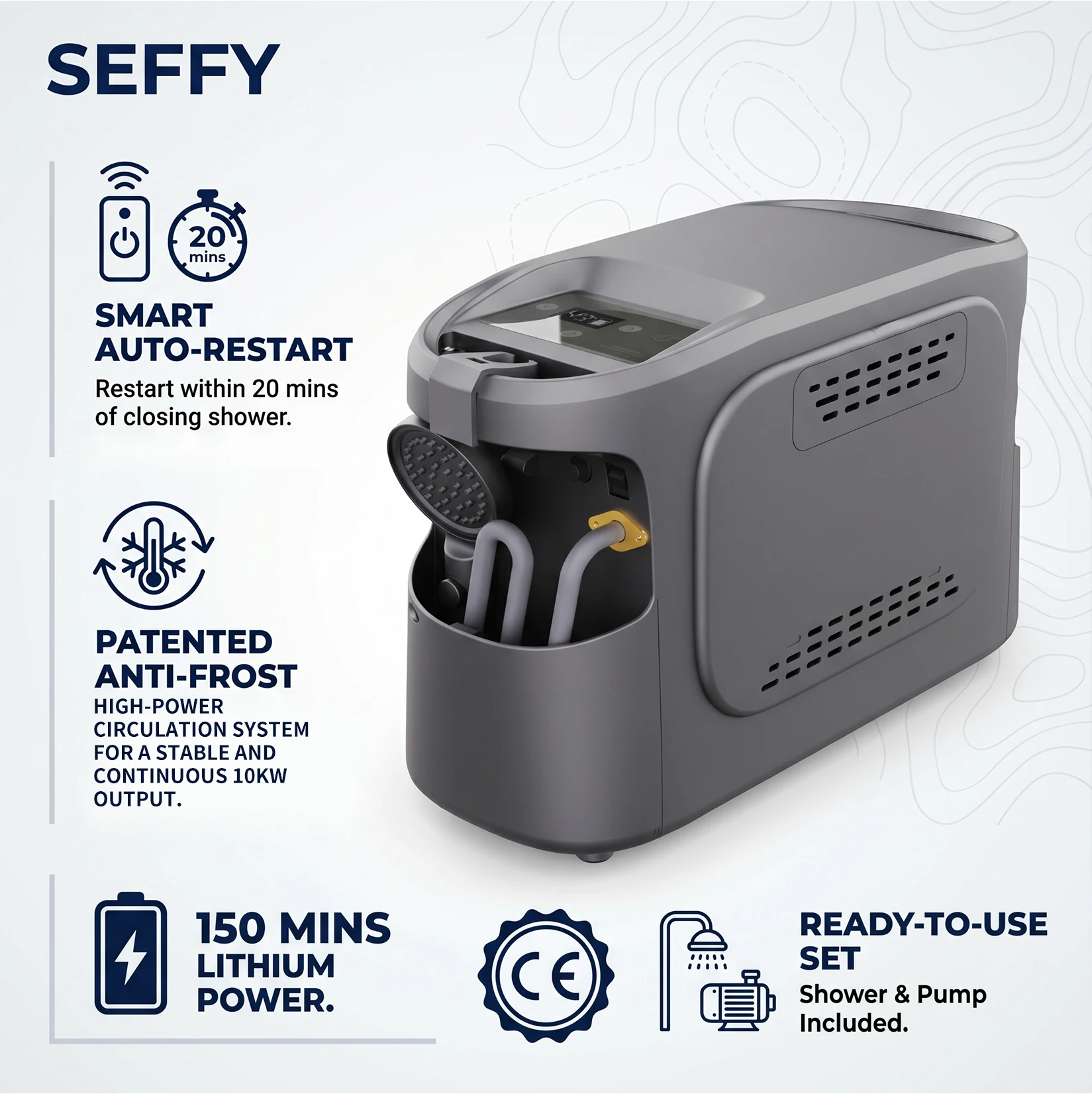 Tankless Gas Water Heaters Portable Propane Water Heater Shower Pump Built in Battery Compact Outdoor Showering System for RV Ho