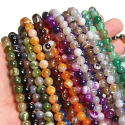 6 8 10 MM Matte Natural Stone Beads Polished Blue Stripes Agates Stone Beads Diy Spacer loose Beads for Jewelry Making bracelet