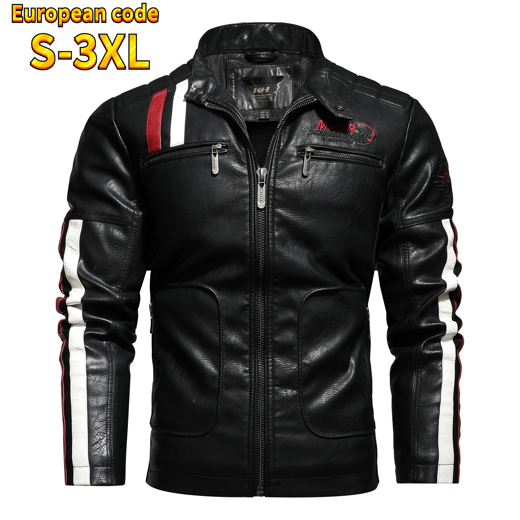 

Vintage Men Motorcycle Jacket Fashion New Biker Leather Jacket Male Embroidery Coat Winter Pu Coat