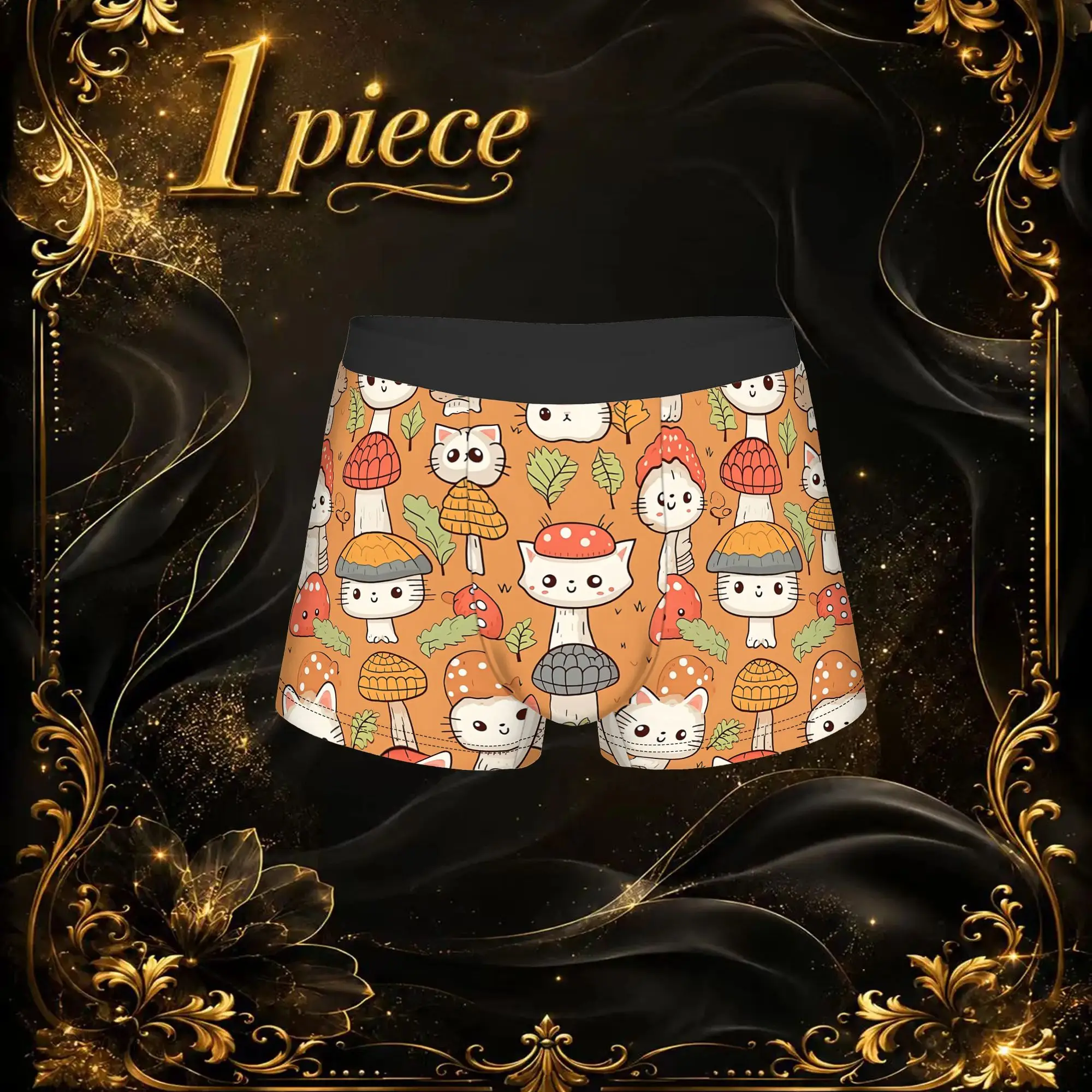 1pc Popular Cat Polka Dot Pattern boxers  adults  Breathbale Panties Men's Underwear Comfortable Shorts Boxer Briefs