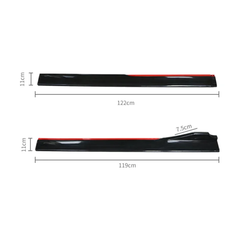 High Quality 4PCS Universal 2.4M Aerodynamic Side Skirt Extension Lip Winglet Exterior Trim Red Black