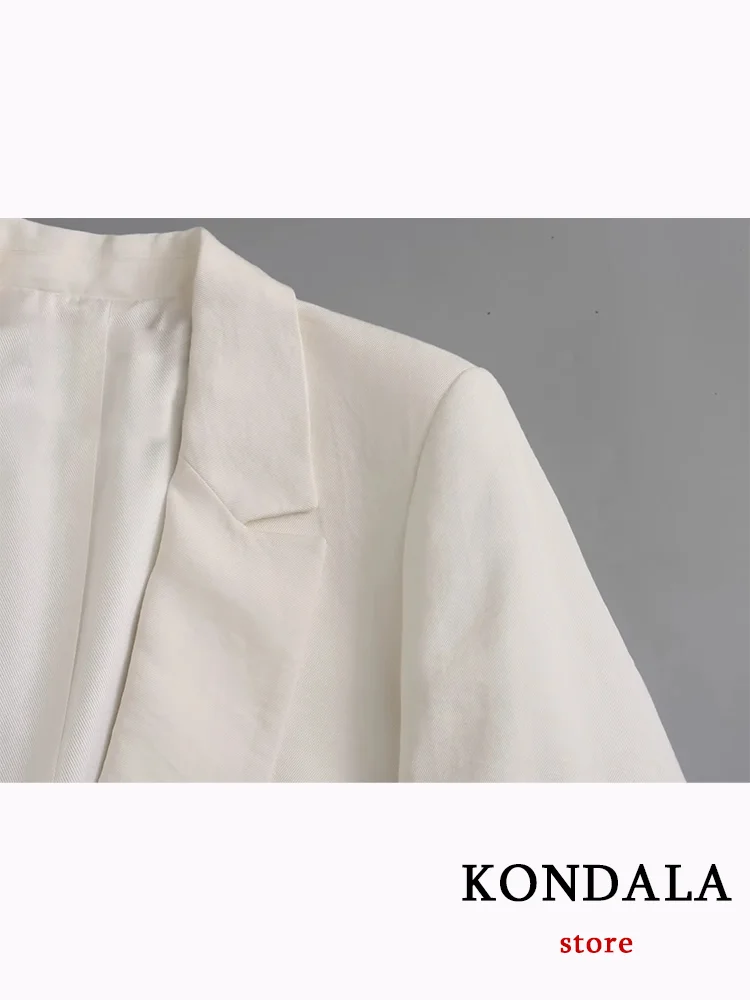 KONDALA Office Lady White Blazer Long Sleeve Single Button Pockets Loose Blazer New Fashion 2023 Autumn Oversized Jackets Coats