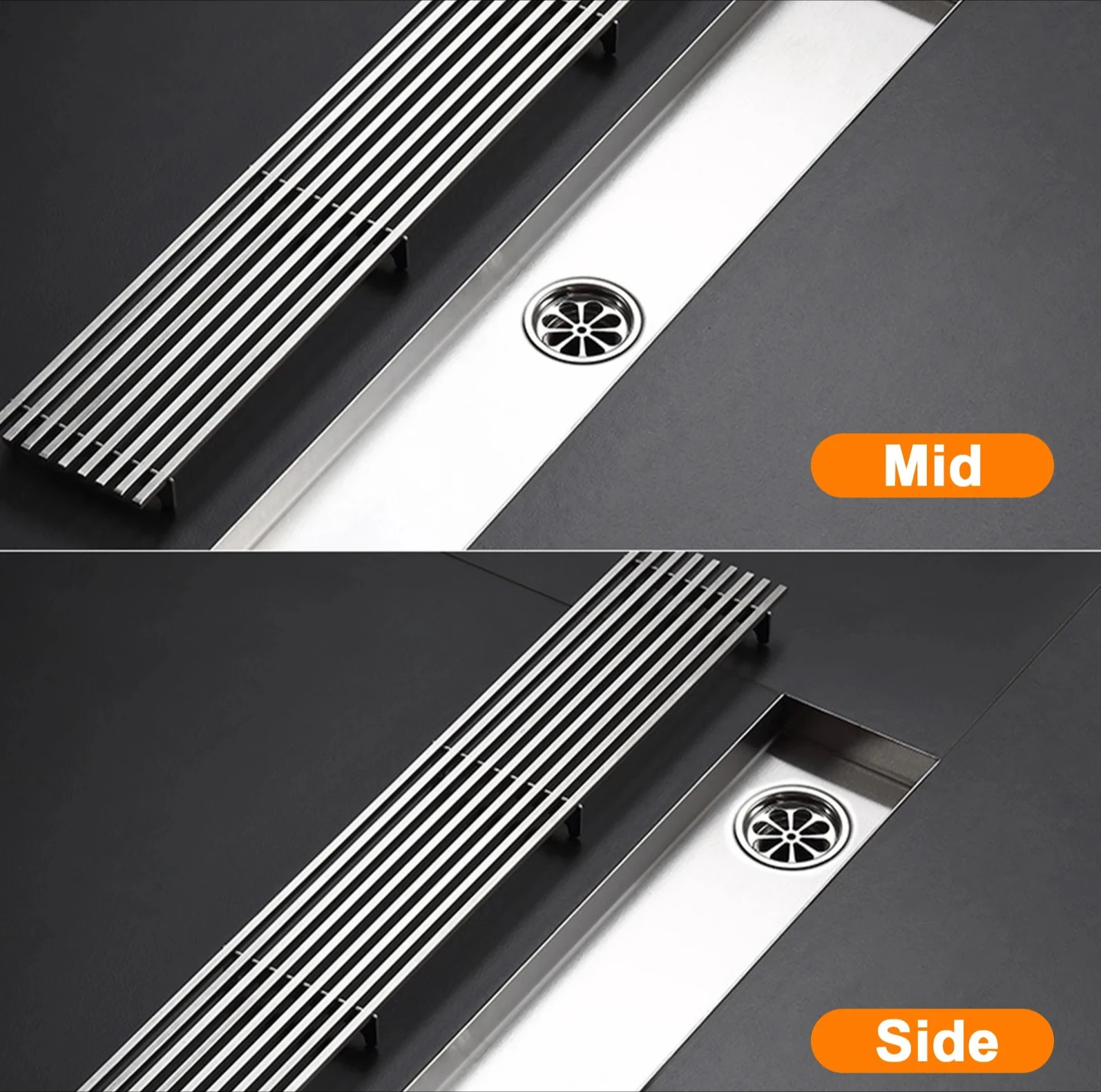 304 Stainless Steel Foot Floor Drain 20-40cm Anti-odor Bath Drains Deodorization Square DIY Silver Shower Filter Plug Cover Pipe