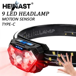 Powerful LED Sensor Headlamp USB Rechargeable Headlight LED Head Torch Camping Search Light Head Flashlight for Fishing Lantern