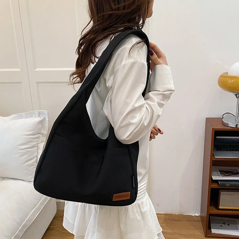 

Повседневная вместительная простая сумка-тоут, водонепроницаемая квадратная холщовая сумка через плечо в японском стиле, однотонная, для подростков, для школы и покупок