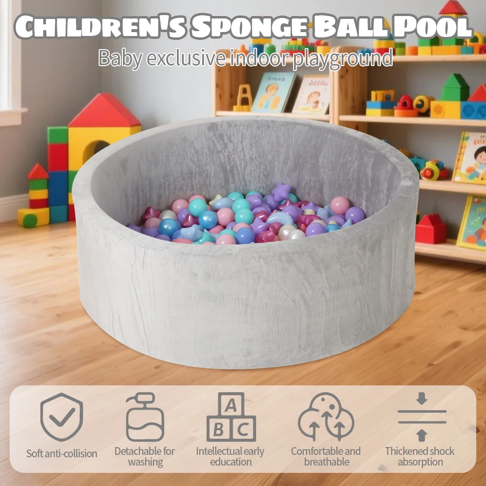 1pc 90cm dikke spons bal pit schuim grijs en roze indoor box voor kinderen droog zwembad draagbare zachte kinderen verjaardagscadeaus (geen ballen)