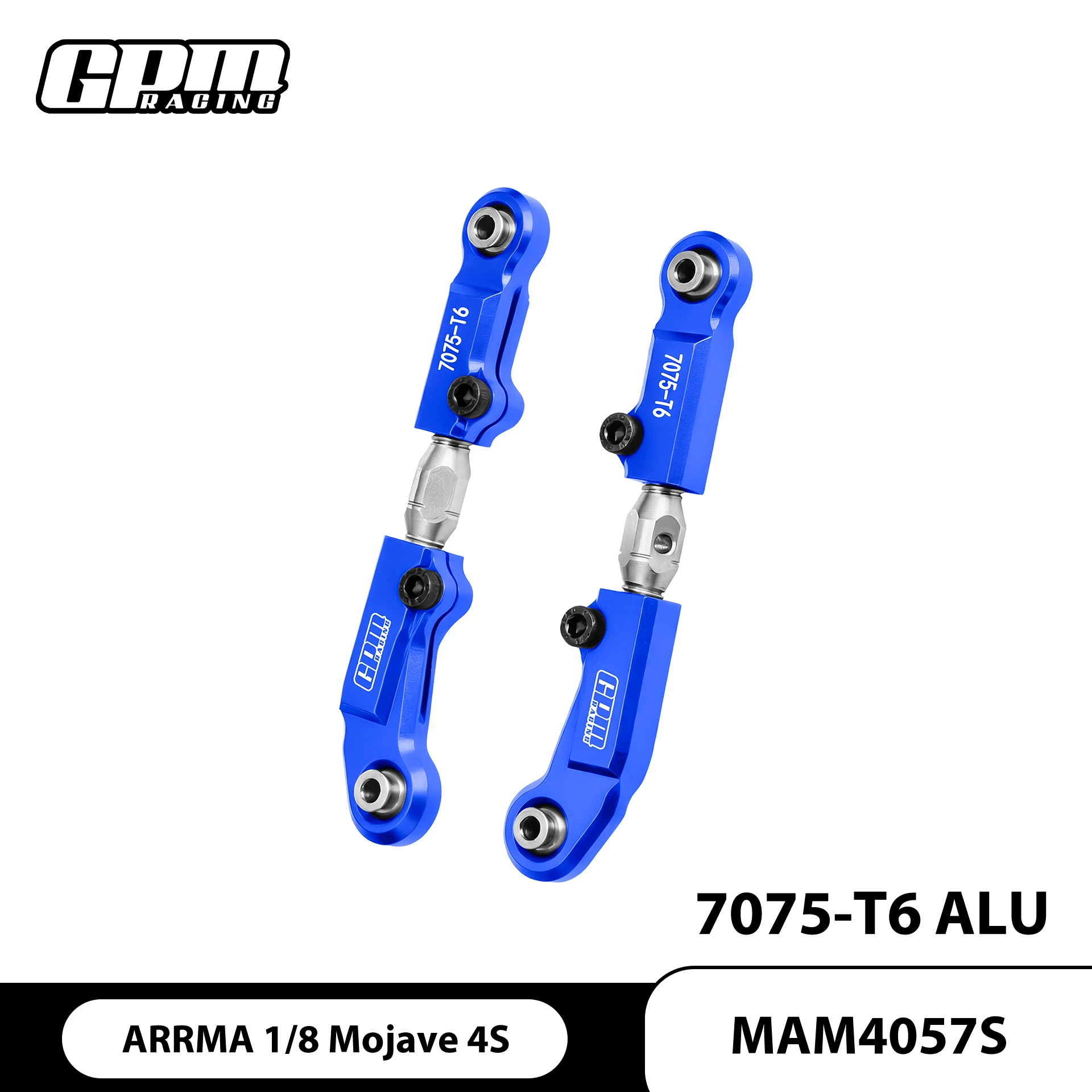 GPM Alloy 7075+Stainless Steel Rear Upper Adjustable Links ARRMA 1/8 Mojave 4S ARA4404T1/T2