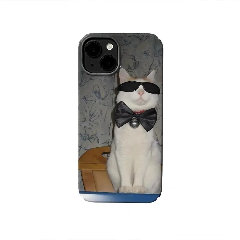 

Чехол для телефона Ins Korean Radio Sunglasses Cat Cartoon для iPhone 17 16E 15 14 Plus 13 Mini 11 Pro Max 12 Pro, задняя крышка XS XR Case
