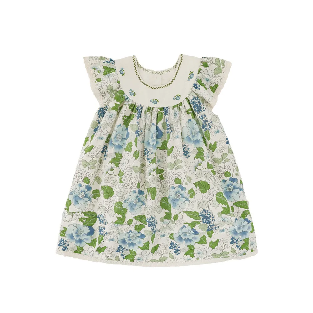 kids clothes girls French countryside style girls' dress Summer full printed pattern dresses kids clothes