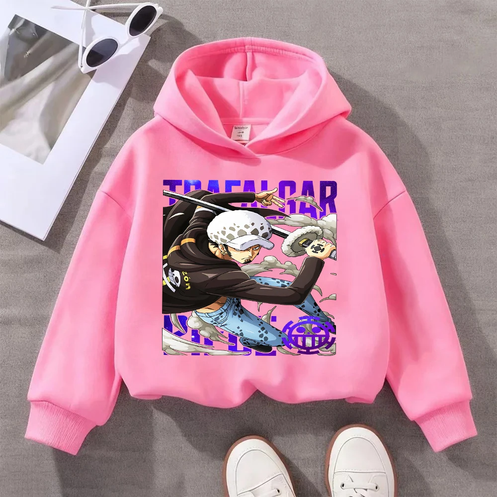 

One Piece Trafalgar Law Cartoon Printed Kids Hoodie, Casual Anime - Themed Children's Sweatshirt Comfortable Boys/Girls Pullover