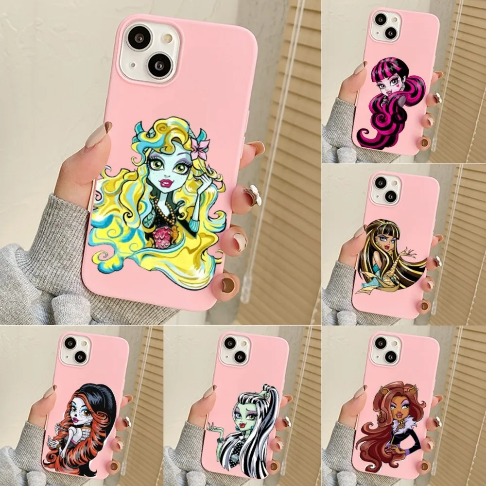 M-Monster H-High School Phone Case For Iphone 11 13 14 Pro Max X Xr Xs Max Se2020 12mini Pink Cover Case