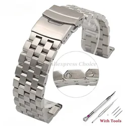 18mm 20mm 22mm 24mm 26mm High Quality Full Solid Stainless Steel Flat Interface Watch Band Straps Wristband Bracelet With Tools
