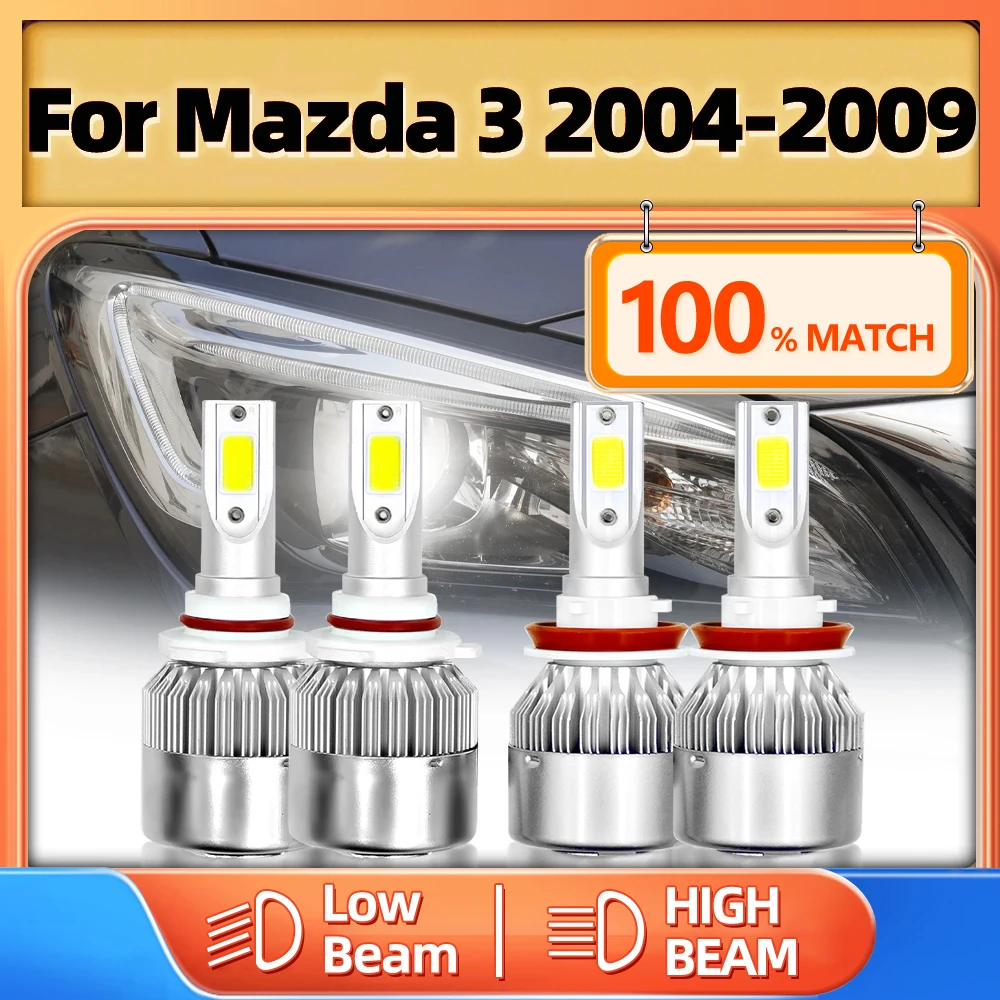 

Лампы головного света 9005 лм передние Автомобильные фары H7 6000 HB3 Turbo автомобильные лампы 12 В 2004 K для Mazda 3 2005 2006 2007 2008 2009