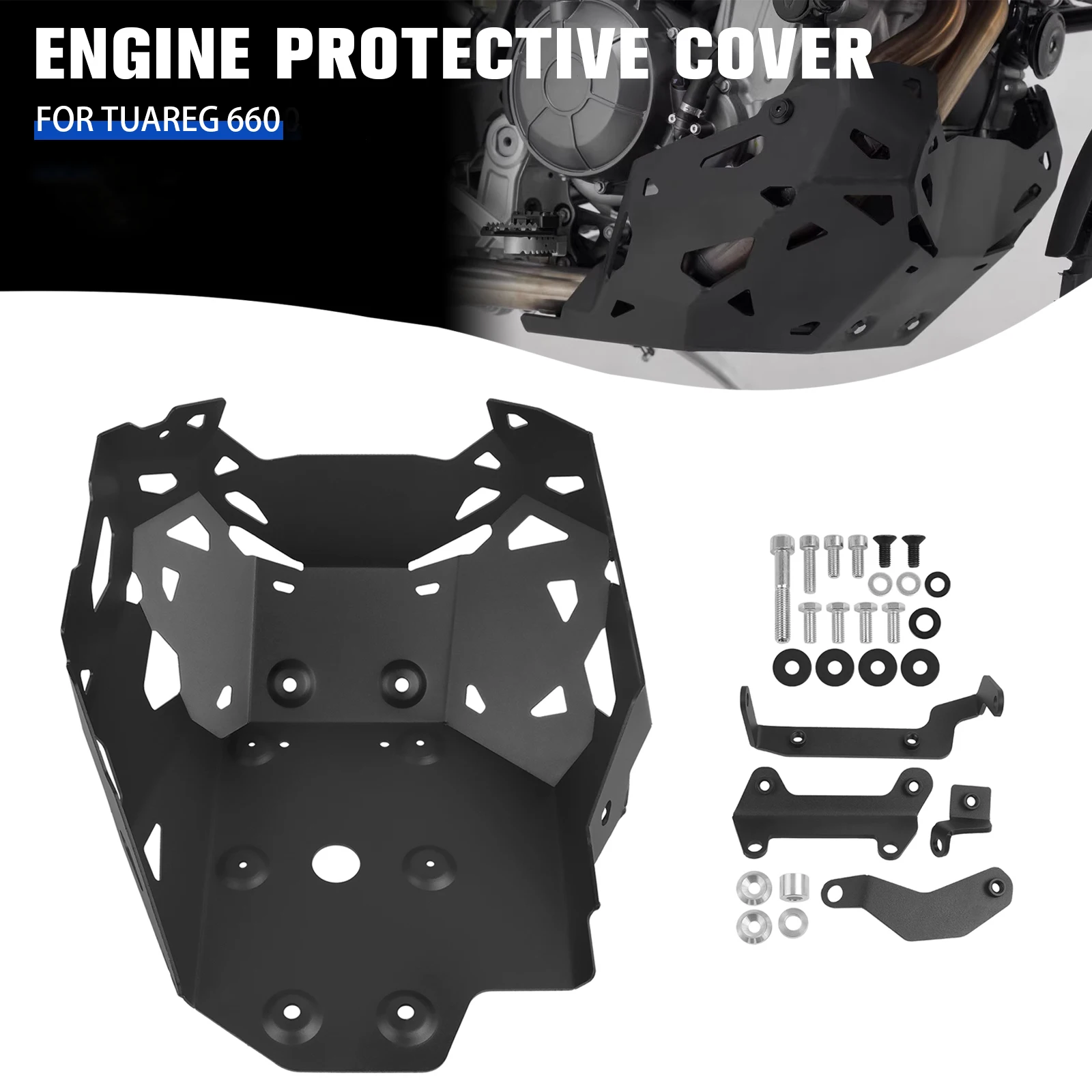 For Aprilia Tuareg 660 Tuareg660 2021-UP Under Engine Protective Cover Skid Plate Bash Frame Belly Pan Sump Guard Protection