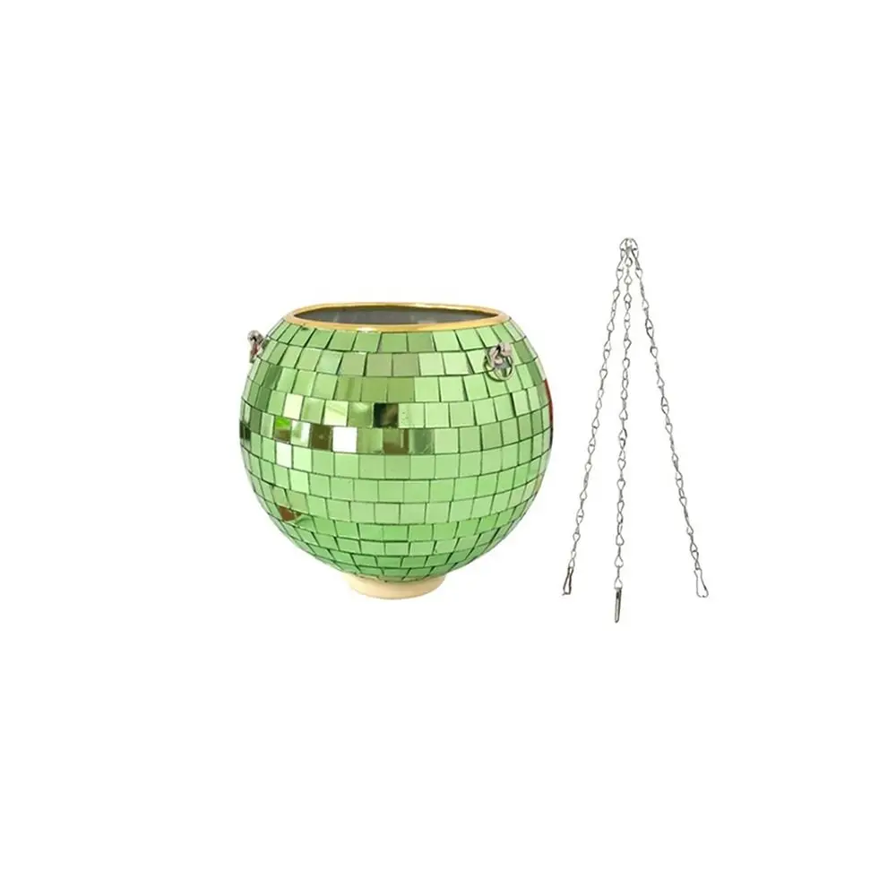 

Chain Hanging Flower Pot Glass Mirror Wood Base Plant Hanging Basket Easy To Install Rust-proof Plant Hanger Office