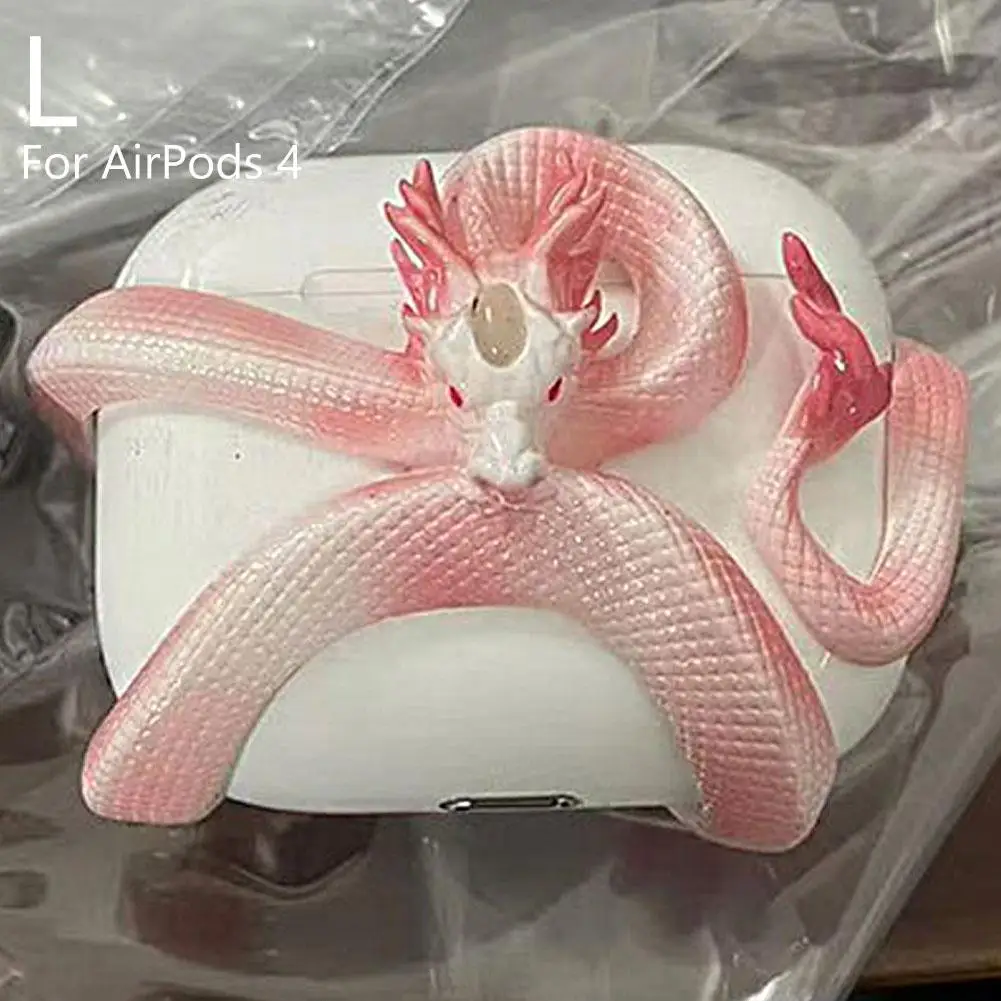 Dragon-shaped Earphone Protective Case For Airpods4/pro 2/3 Hollow Heat Dissipation Creative Resin Dragon-shaped Earphone S G6K5