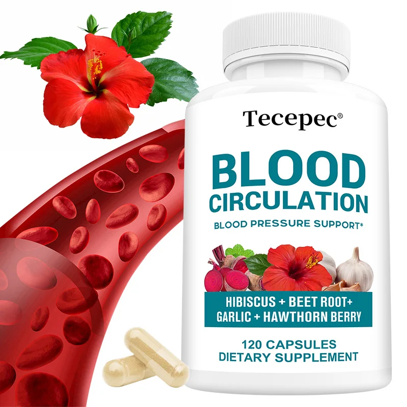 

Blood Circulation Capsules - with Hibiscus Extract, Folic Acid and Garlic, Antioxidant, Supports Blood Circulation and Bone Health