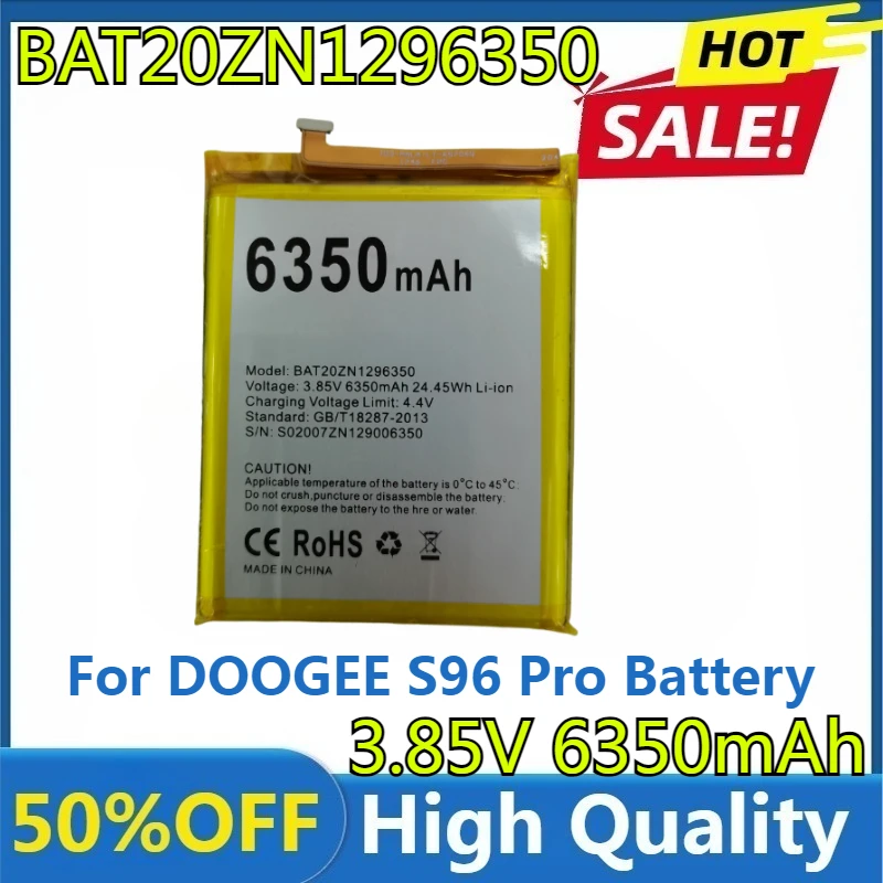 

Новый высококачественный аккумулятор емкостью 6350 мАч для DOOGEE S96 Pro, 6,22 дюйма, восьмиядерный прочный литий-ионный аккумулятор Helio для сотового телефона S96GT