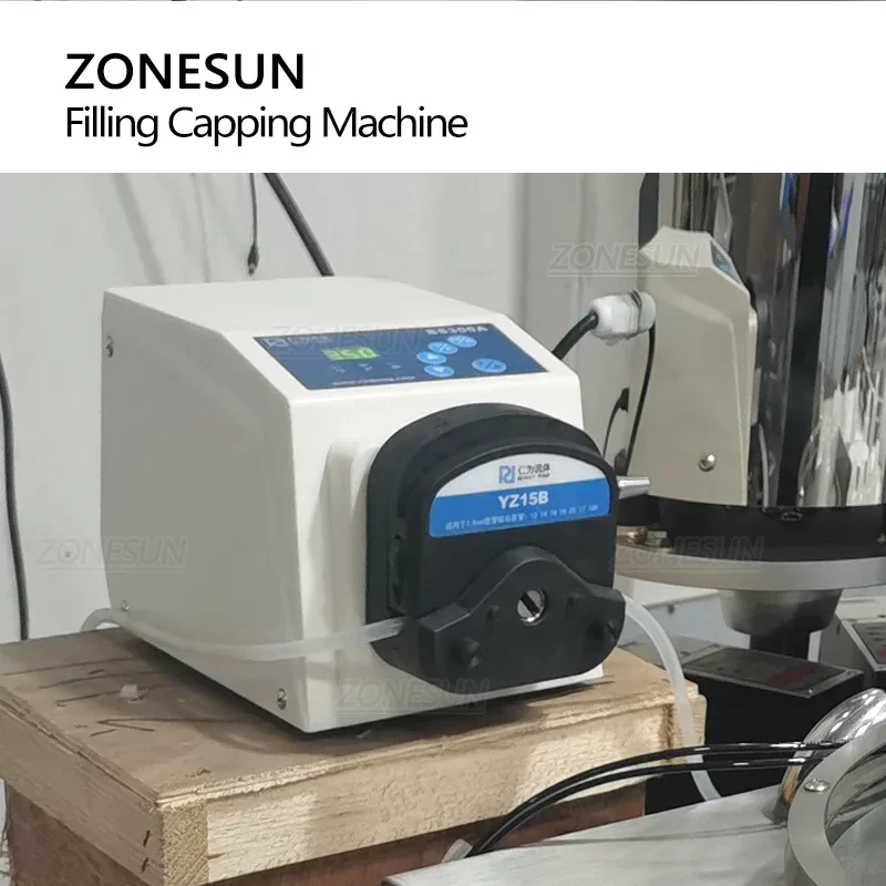 ZONESUN Tappatrice per riempimento pompa peristaltica per bottiglie di gocce automatiche rotanti da tavolo