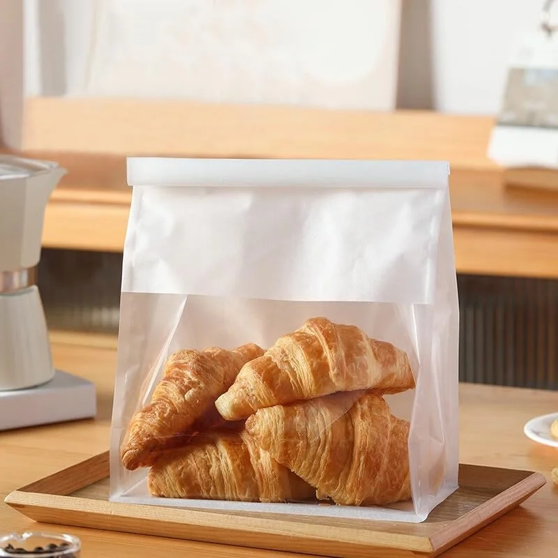 10pcs Toast กระเป๋าบรรจุภัณฑ์ถุงปิดผนึกด้วยตนเองถุงขนมปังลวดรีดขอบเบเกอรี่โปร่งใสบิสกิตเค้กกระเป๋าปิดผนึกชา