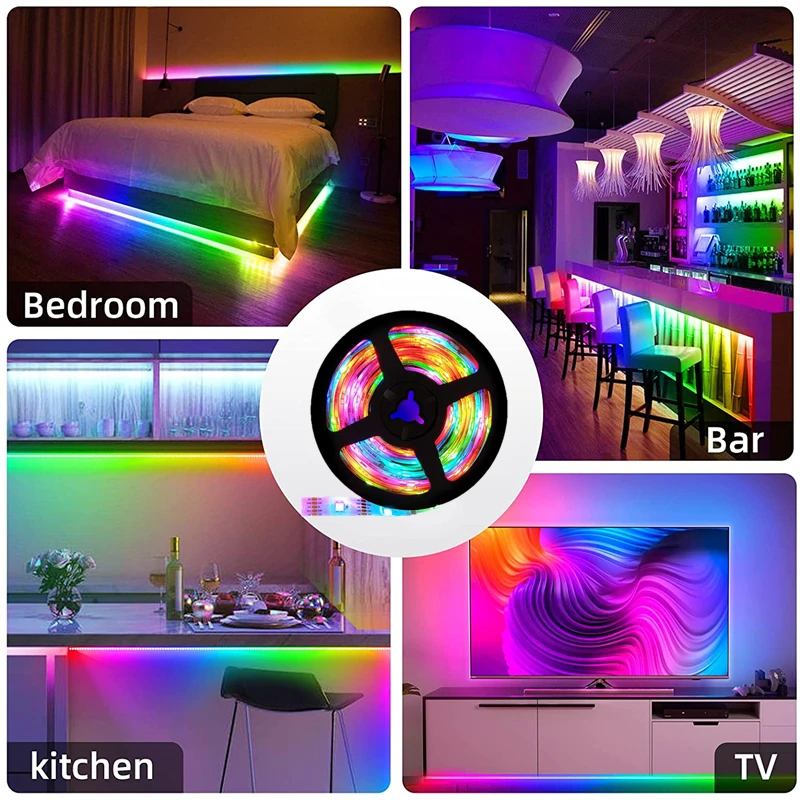 WS2812B LED Strip Light RGBIC SMD Bluetooth Control DC 5V lampada per la decorazione della stanza Rainbow USB RF Wireless Remote Controller Kit