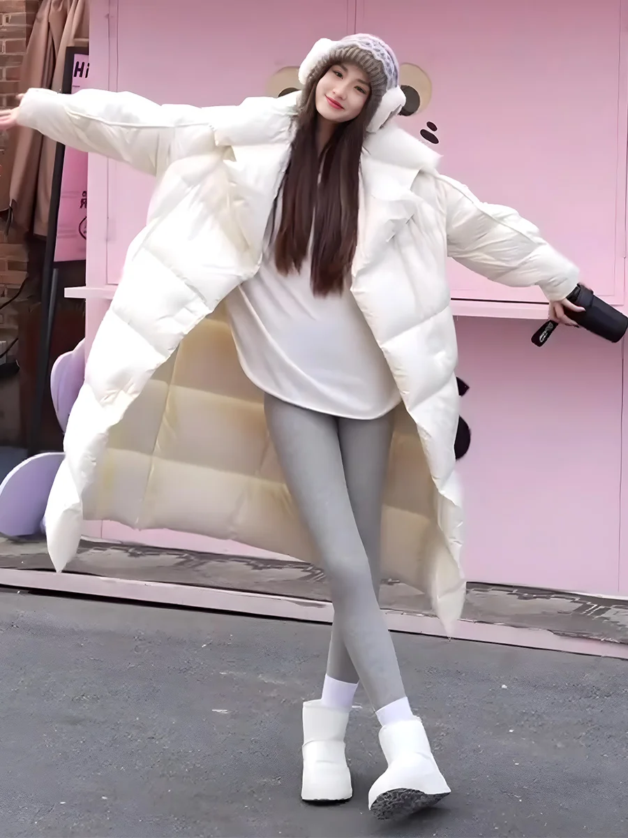 Faionable Thiened Fce forrado blanco Du down Jaet abrigo de invierno para mujer cuello grande todo combinado Sli nueva llegada