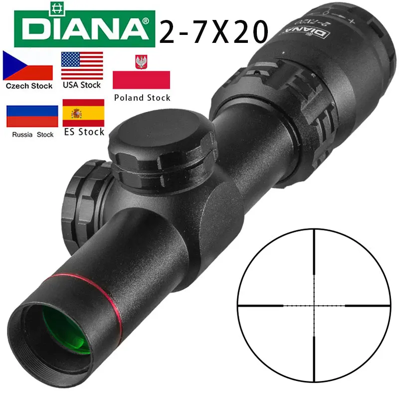 

DIANA 2-7x20 Riflescope Mil Dot Scope Reticle Sight Rifle Scope Hunting Scopes Outdoor Tactical Rifle Scope Airsoft Air Guns