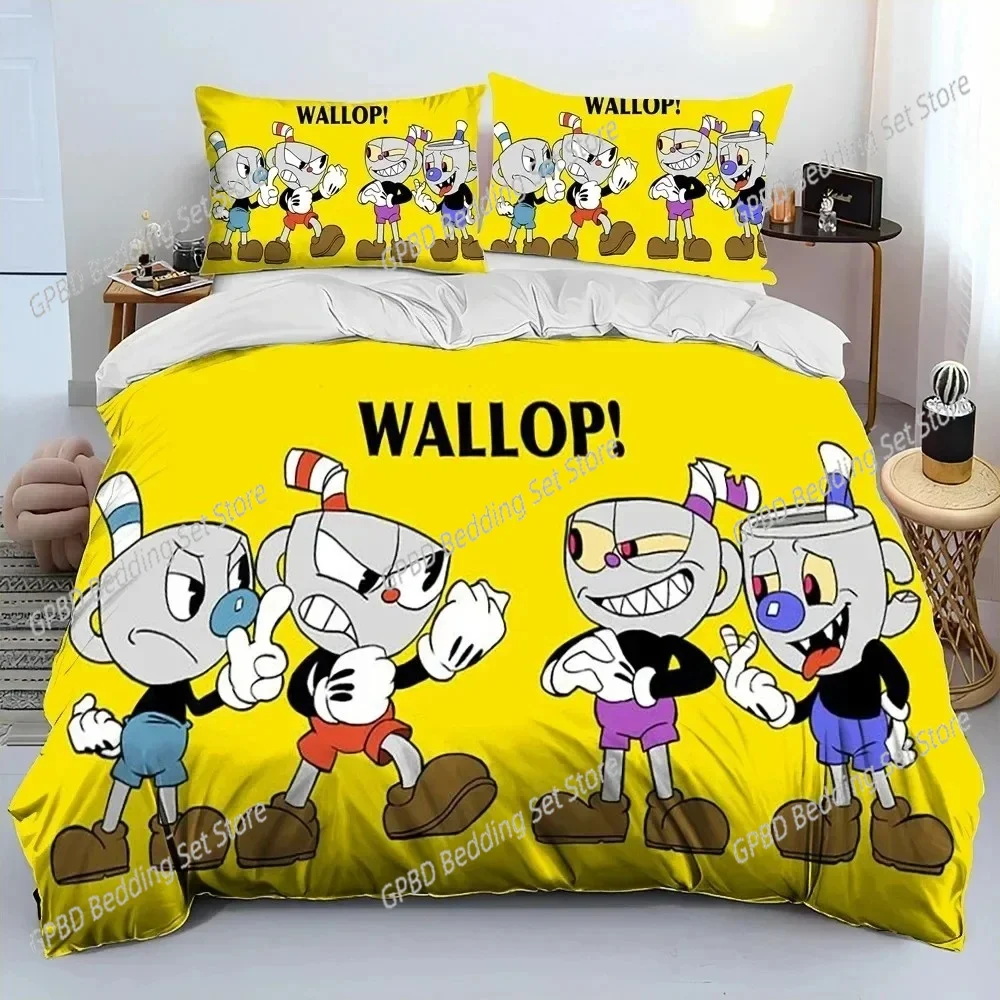 

3D Print Game Cuphead Mugman Comfortable Duvet Quilt Cover Pillowcase Bedding Set Children Bedroom Decoration Home Textile