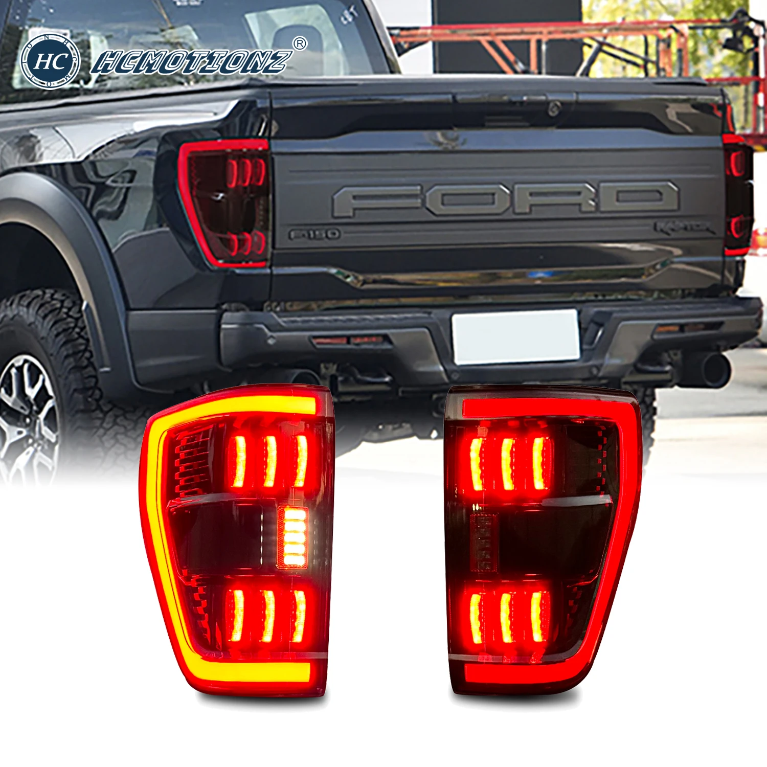 

HCMOTIONZ LED Tail Lights for Ford F150 2021-2023 XLT With Blind Spot Detector Pickup Replacement Rear Lamps Assembly Accessary