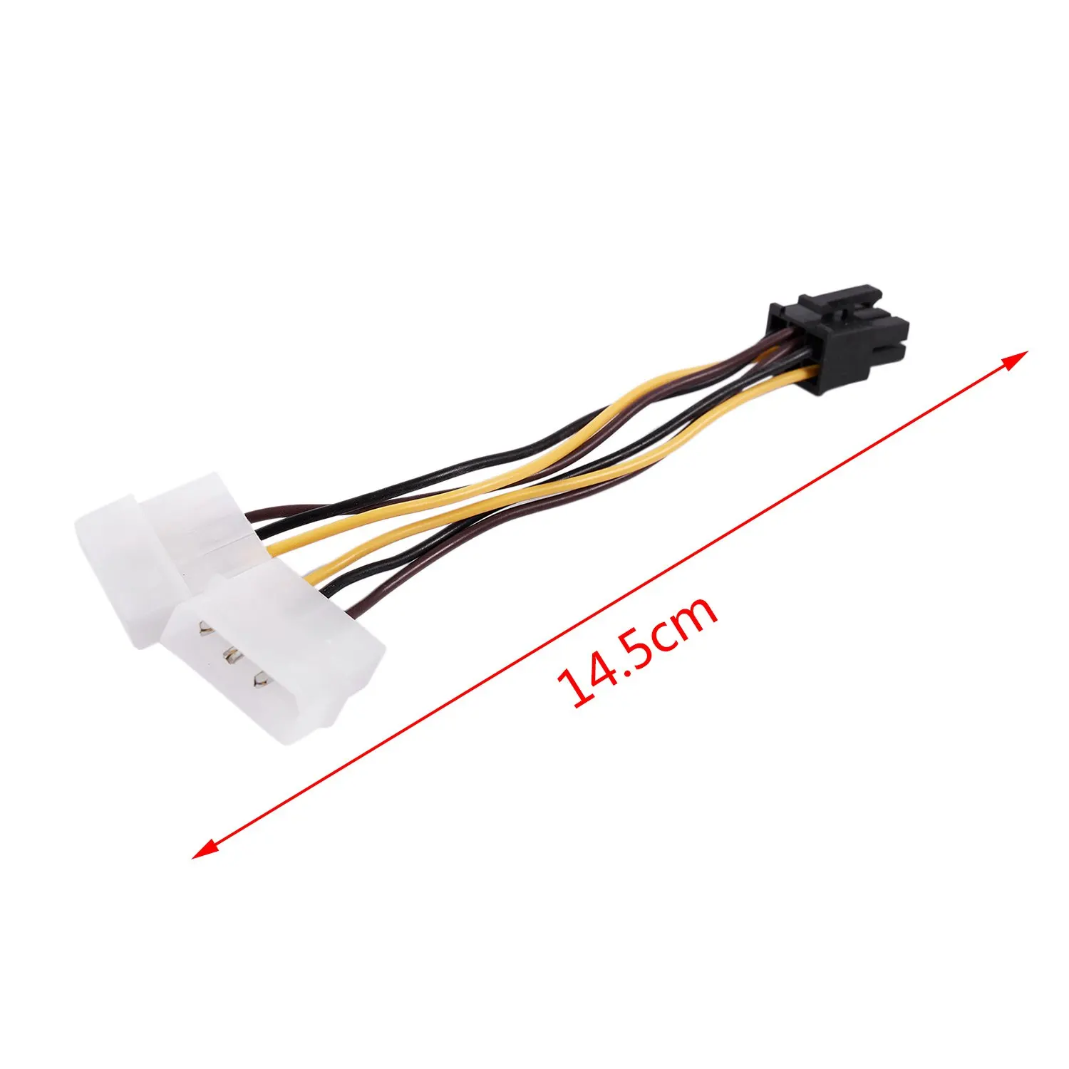 A Dual 4-Pin Molex IDE to 6 Pin PCI-E Graphic Card Power Connector Cable Adapter