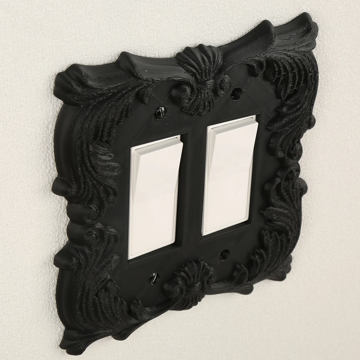 Cross-border European Baroque White Double Toggle Carved Switch Plate, Vintage Relief Wall Light Switch Decor Cover