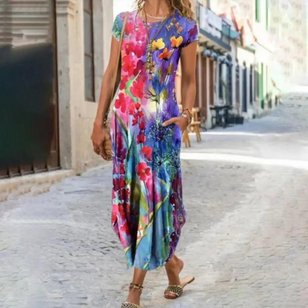 

fashion summer dresses 2024 Vintage Sundress Loose Female Ladies Floral Print Dresses Party dresses