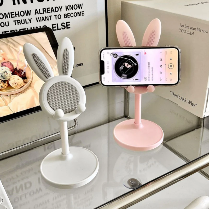 Small Rabbit Mobile Phone Holder Can Be Raised And Adjusted Student Desktop Lazy Home Selfie Live Support Shelf Phone Holder