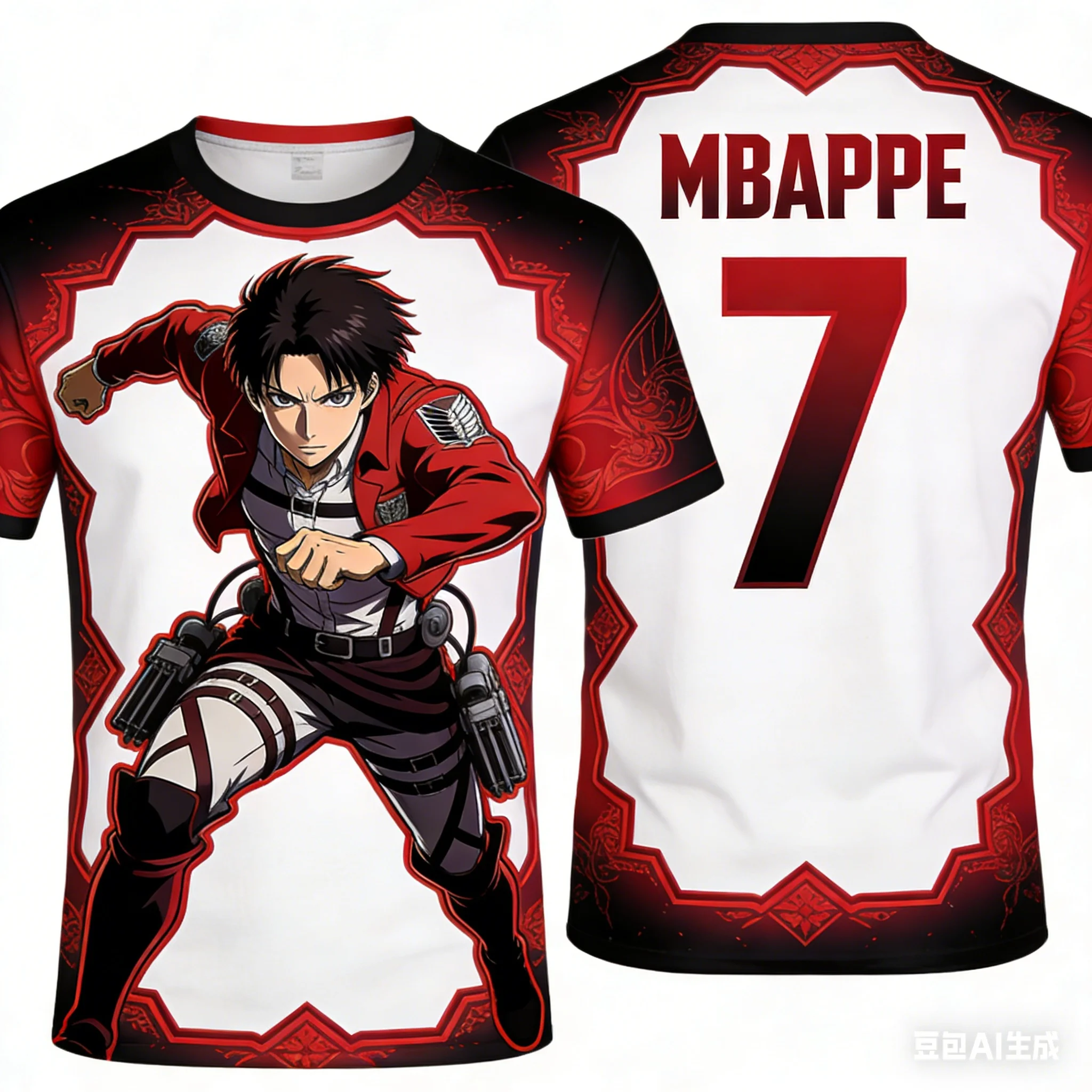 

Attack on Titan × Soccer Star Collaboration Graphic T-Shirt Unisex High-Street Trendy Loose-Fit Casual Short Sleeve