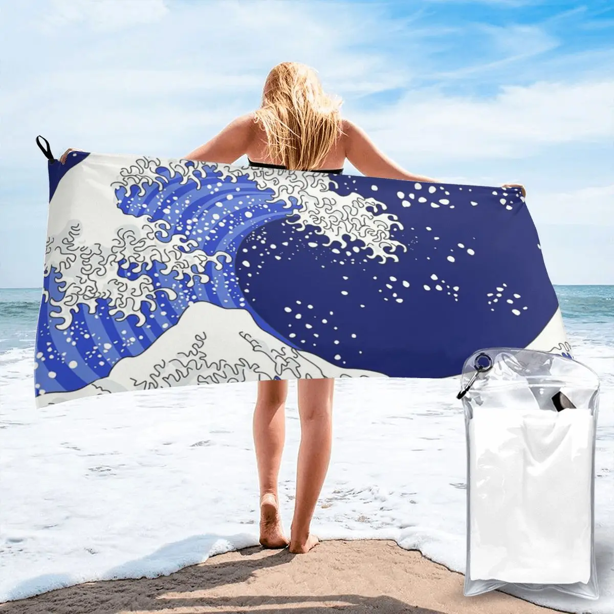 Great Blue Wave Beach Towel Soft Microfiber Quick Dry Absorbent Quick Towels For Pool