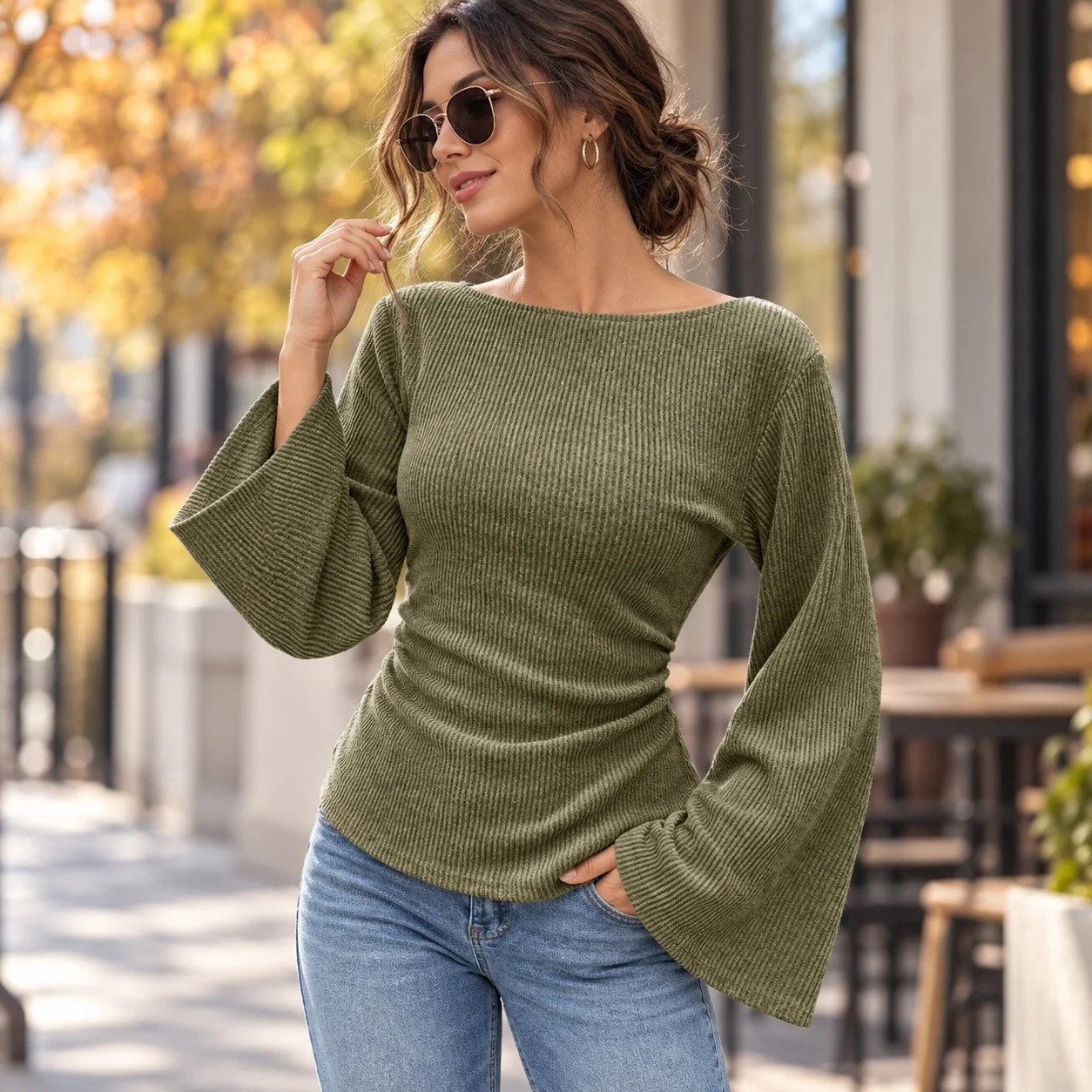 Long Sleeve Casual Top Regular Fit with Pullover Western Style T Shirts Streetwear Autumn Brushed Long Sleeve Shirts for Women