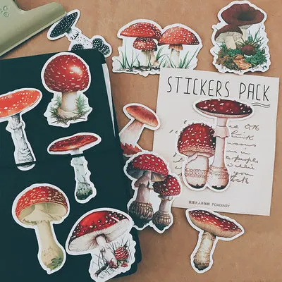 17PCS Wild mushroom Stickers Crafts And Scrapbooking stickers book Student label Decorative sticker DIY Stationery