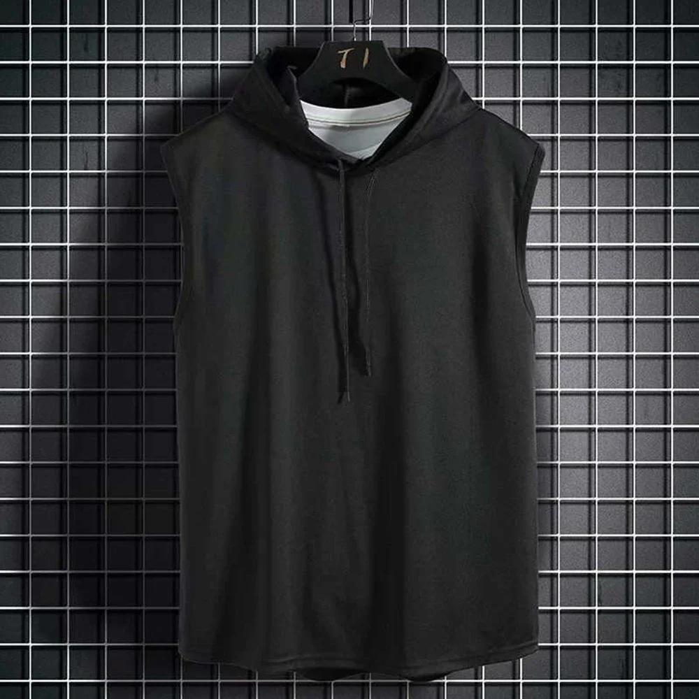 Newest Top-quality Sleeveless T-Shirt Bodybuilding Hooded Hoodies Men Gym Parts Replacement Sleeveless T-Shirt