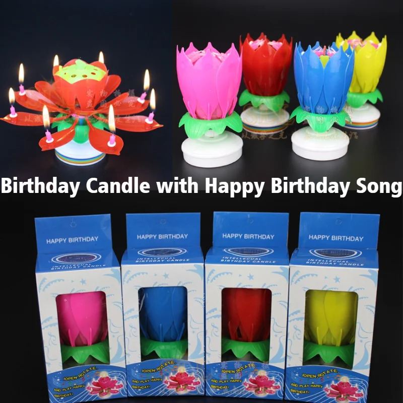 

Birthday Candles Set Electronic Music Candle Lamp with Happy Birthday Song 14PCS Rotating Candles Birthday Party Cake Decoration