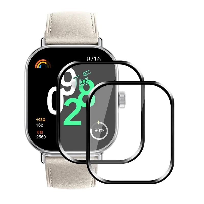 واقي شاشة ناعم ثلاثي الأبعاد بحافة منحنية لساعة شاومي ريدمي 4 الذكية ، غطاء كامل ، فيلم واقي مضاد للخدش ، 3 *