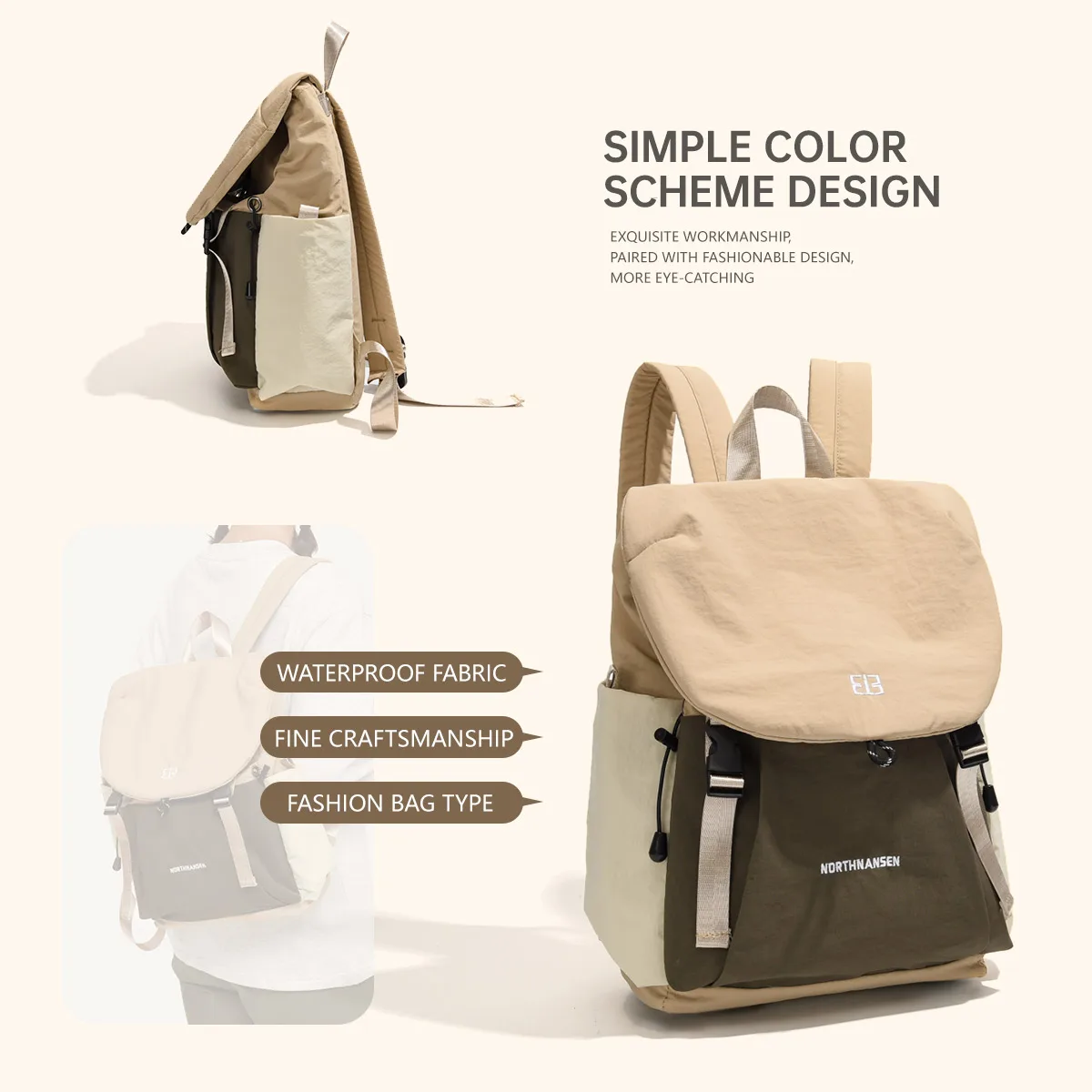 الفرنسية Shengliwei 2025 حقيبة الظهر الرجعية الجديدة خفيفة الوزن عادية أسهل لمطابقة الرجال حقيبة ظهر عادية السفر حقيبة مدرسية النساء