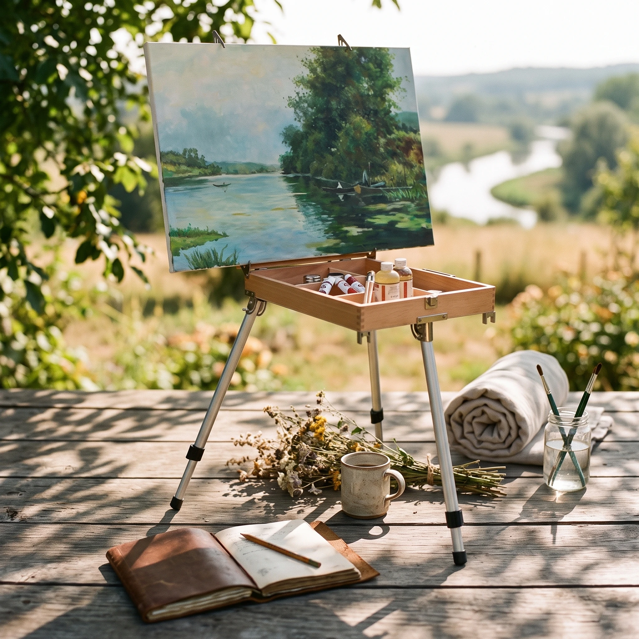 French Easel Portable Sketchbox Easel Painting Box Adjustable Versatile for Artists, Plein Air, Travel