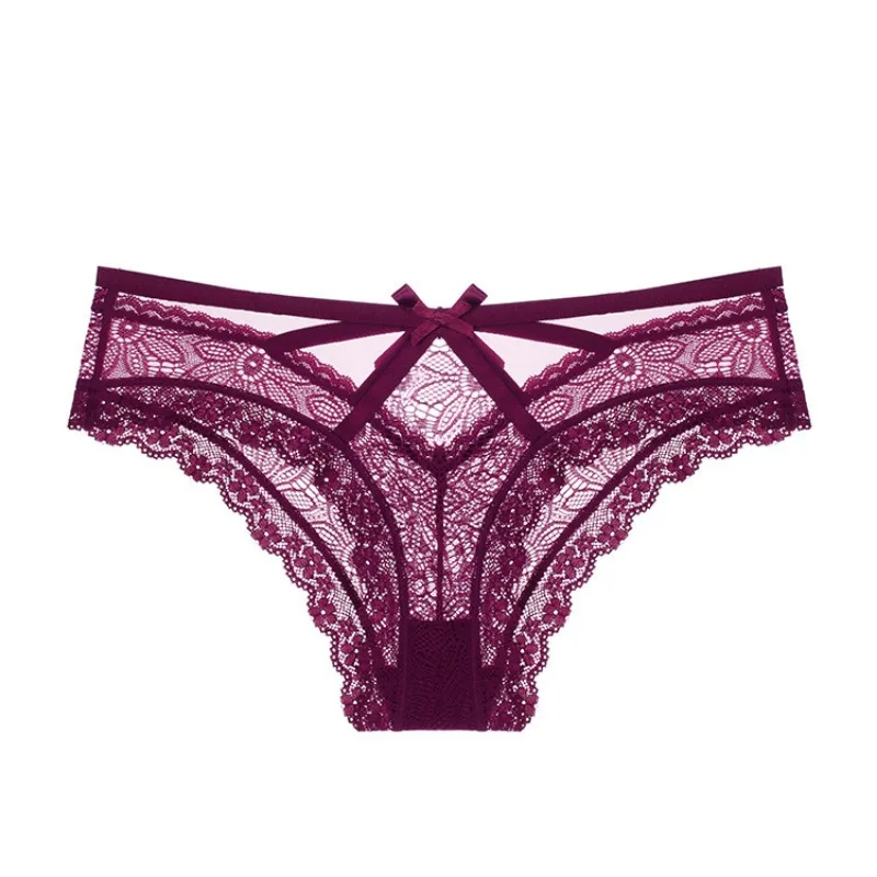 French Hot Selling Sexy Bow Lace Underwear Briefs Women Sweet Ultra-thin Breathable Panty Comfortable Low Waist Triangle Panties