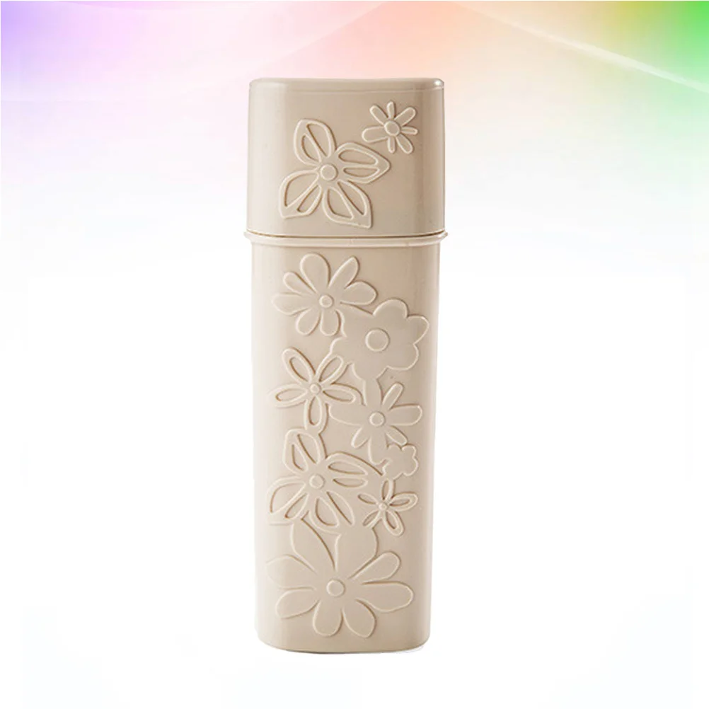 1 قطعة تخزين السفر لفرشاة الأسنان معجون الأسنان أنبوب بلاستيكي خفيف الوزن علبة فرشاة الأسنان البلاستيكية زهرة طباعة البيج