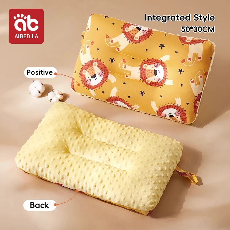 AIBEDILA Toddler Pillow Double Sided Breathable Soft Cotton Kids Pillow 50-30cm Neck guard Skin-friendly Small Pillow 1-6Y