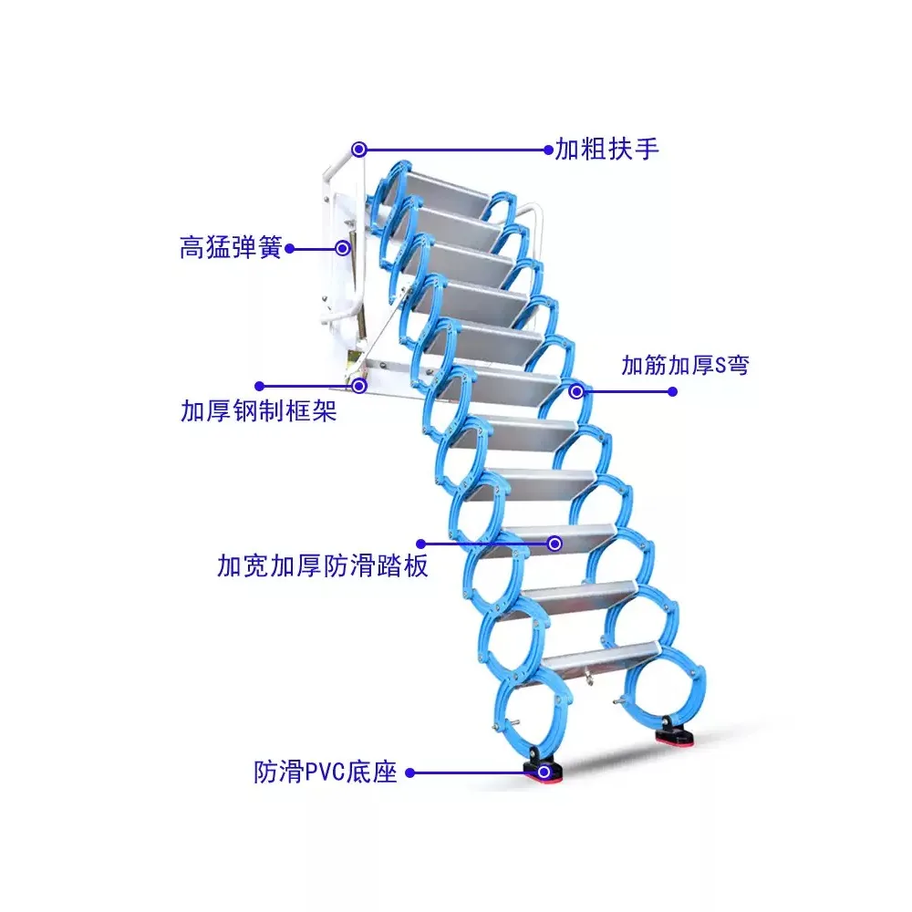1pcs Stairs Electric Attic Ladder Aluminium Folding Loft Ceiling Ladder Aluminum Alloy Modern