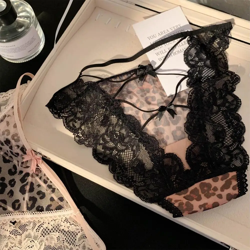 Lace Leopard Print Lingerie Sexy Women Low Waist Cotton Breathable Lingerie Sexy Women Girls Lingerie Japanese Women T Panties