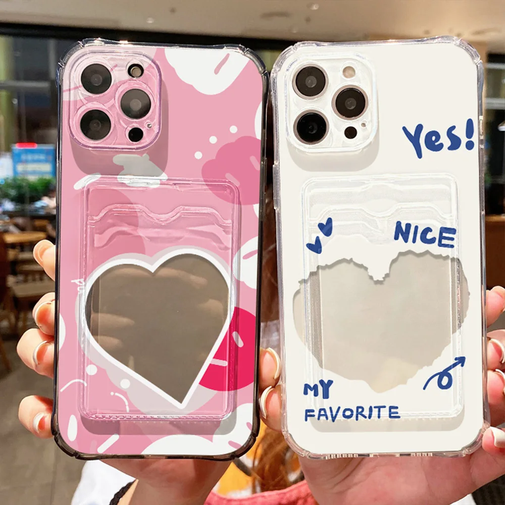 Card Holder Love Heart Phone Case For Samsung Galaxy S25 Ultra S24 FE S23 Plus S22 A56 5G A36 A55 Silicone Card Slot Funda Cover