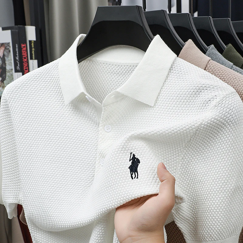 T-shirt Men's Lapel Spring and Autumn 2026 New Item Pineapple Patterned Polo Shirt Pure Cotton Men's Short Sleeved Shirt